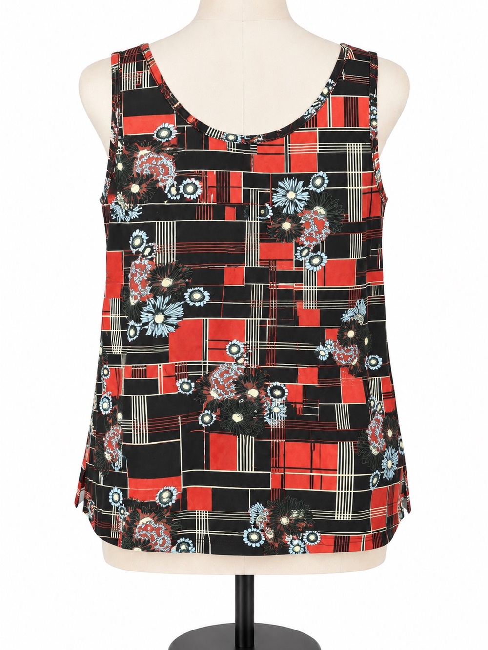 ModCloth Floral Plaid Tank Top Multicolor Sleeveless Size Large NWT